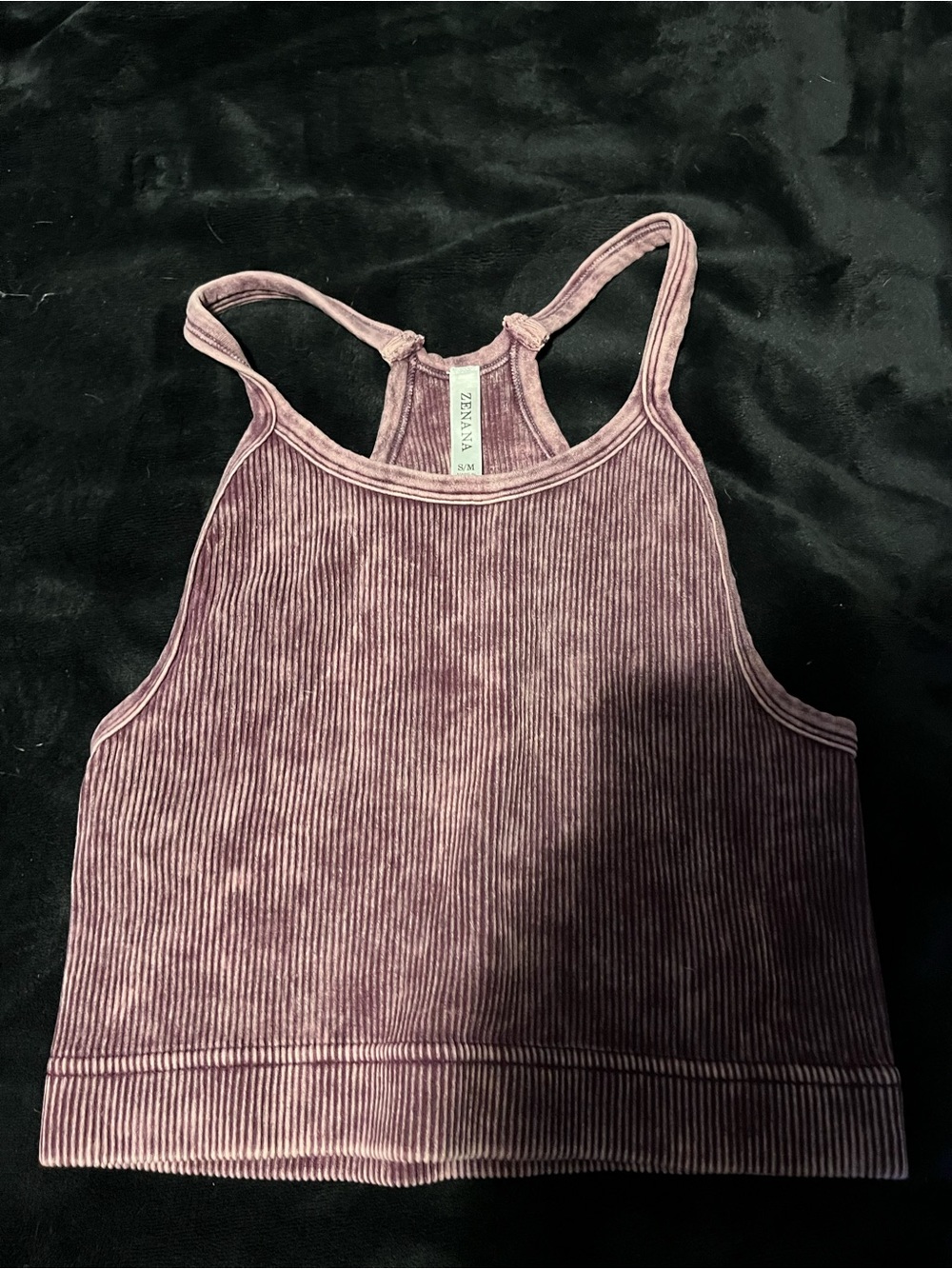 Zenana Ribbed Racerback Crop Tank in Mauve